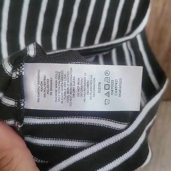 Loft Size Small Dark Green and White Striped Tee - Picture 6 of 6